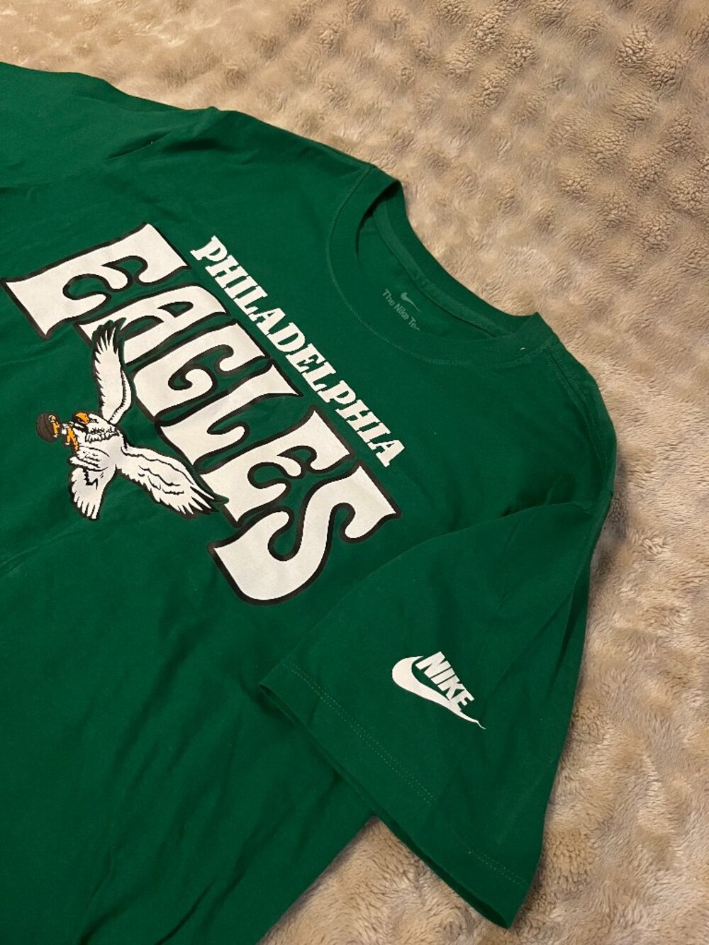 Nike Philadelphia Eagles T-Shirt, Medium, Kelly Green Throwback Style Vintage